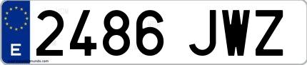 Ejemplo de matrícula española 2486 JWZ