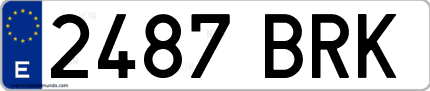 Ejemplo de matrícula de coche ordinaria 2487 BRK