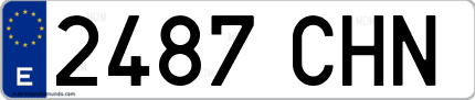 Ejemplo de matrícula de coche ordinaria 2487 CHN