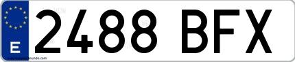 Ejemplo de matrícula española 2488 BFX