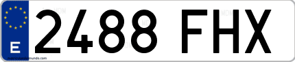 Ejemplo de matrícula de coche ordinaria 2488 FHX