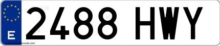 Ejemplo de matrícula española 2488 HWY