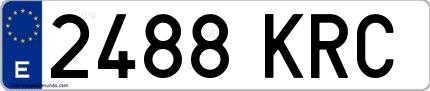 Ejemplo de matrícula española 2488 KRC