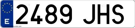 Ejemplo de matrícula española 2489 JHS