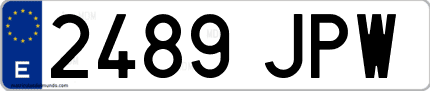 Ejemplo de matrícula de coche ordinaria 2489 JPW