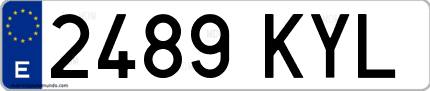 Ejemplo de matrícula de coche ordinaria 2489 KYL