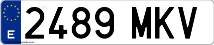 Ejemplo de matrícula española 2489 MKV