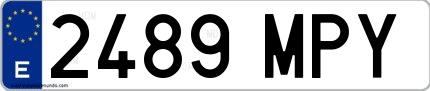 Ejemplo de matrícula española 2489 MPY