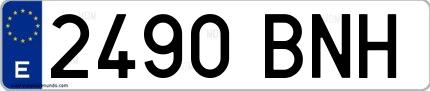 Ejemplo de matrícula española 2490 BNH