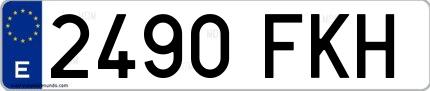 Ejemplo de matrícula española 2490 FKH
