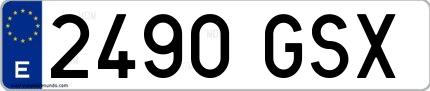 Ejemplo de matrícula española 2490 GSX