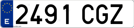 Ejemplo de matrícula de coche ordinaria 2491 CGZ