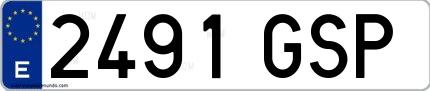 Ejemplo de matrícula española 2491 GSP