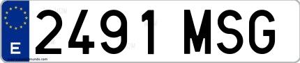 Ejemplo de matrícula española 2491 MSG