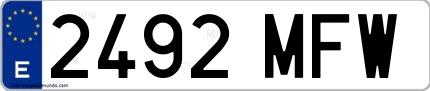 Ejemplo de matrícula española 2492 MFW