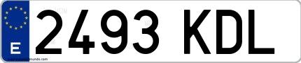 Ejemplo de matrícula española 2493 KDL