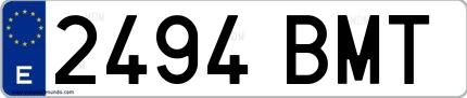 Ejemplo de matrícula española 2494 BMT