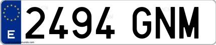 Ejemplo de matrícula española 2494 GNM