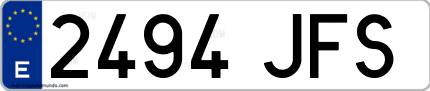 Ejemplo de matrícula de coche ordinaria 2494 JFS