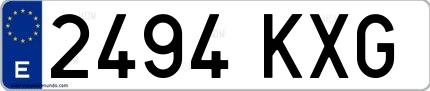 Ejemplo de matrícula española 2494 KXG