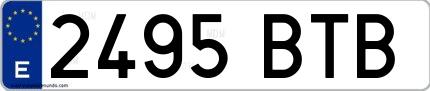 Ejemplo de matrícula española 2495 BTB