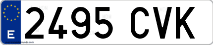 Ejemplo de matrícula de coche ordinaria 2495 CVK