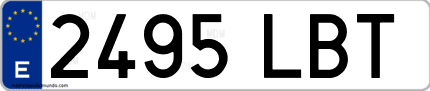 Ejemplo de matrícula de coche ordinaria 2495 LBT