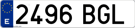 Ejemplo de matrícula de coche ordinaria 2496 BGL
