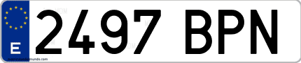 Ejemplo de matrícula de coche ordinaria 2497 BPN