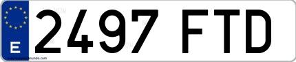 Ejemplo de matrícula española 2497 FTD