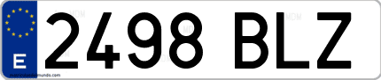 Ejemplo de matrícula de coche ordinaria 2498 BLZ