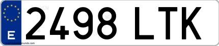 Ejemplo de matrícula española 2498 LTK