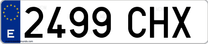 Ejemplo de matrícula de coche ordinaria 2499 CHX