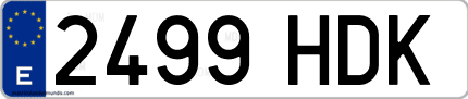 Ejemplo de matrícula de coche ordinaria 2499 HDK