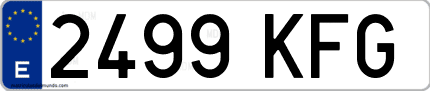 Ejemplo de matrícula de coche ordinaria 2499 KFG