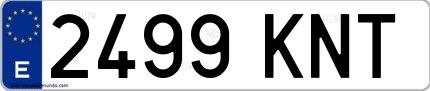 Ejemplo de matrícula española 2499 KNT