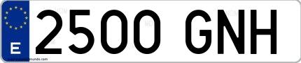 Ejemplo de matrícula española 2500 GNH