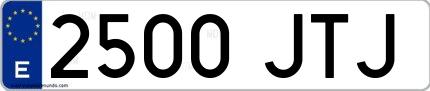 Ejemplo de matrícula española 2500 JTJ