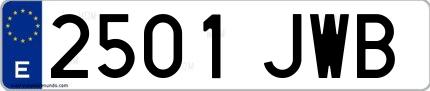 Ejemplo de matrícula española 2501 JWB