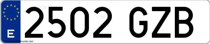 Ejemplo de matrícula española 2502 GZB