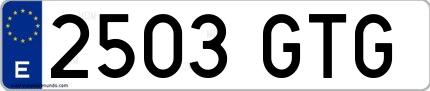 Ejemplo de matrícula española 2503 GTG