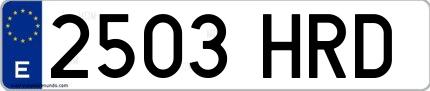 Ejemplo de matrícula española 2503 HRD