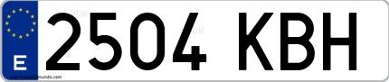 Ejemplo de matrícula española 2504 KBH