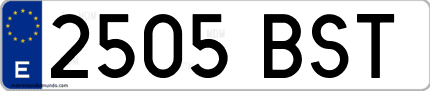 Ejemplo de matrícula de coche ordinaria 2505 BST