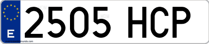 Ejemplo de matrícula de coche ordinaria 2505 HCP