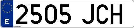 Ejemplo de matrícula española 2505 JCH
