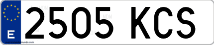 Ejemplo de matrícula de coche ordinaria 2505 KCS