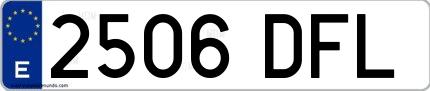Ejemplo de matrícula española 2506 DFL