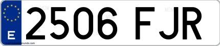 Ejemplo de matrícula española 2506 FJR
