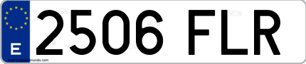 Ejemplo de matrícula de coche ordinaria 2506 FLR